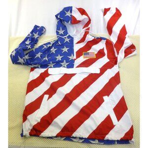 Brooklyn Cloth Stars & Stripes Flag USA Hooded Windbreaker Jacket Med Pullover